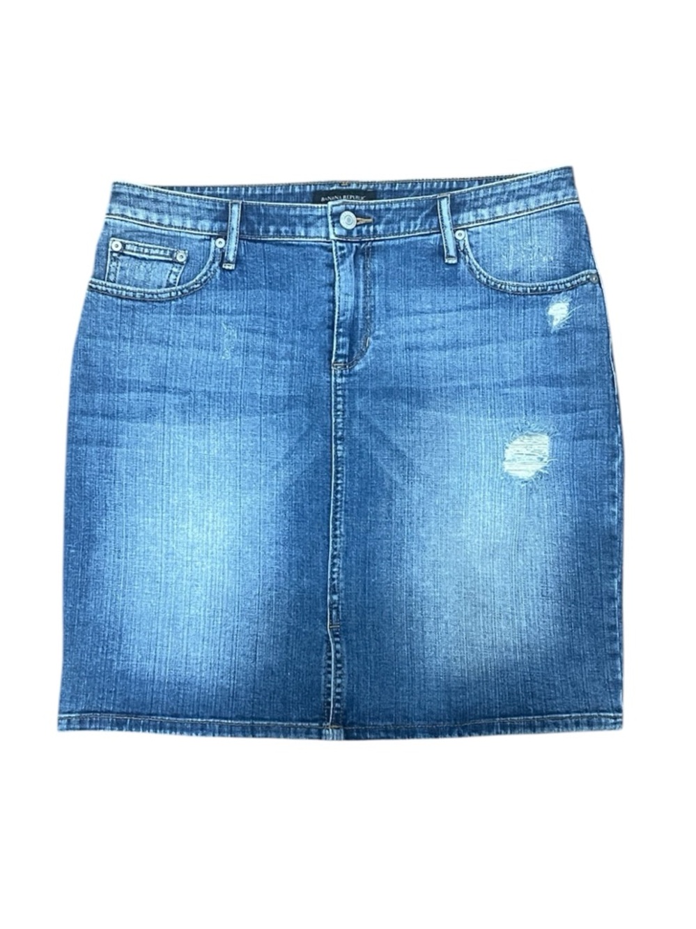 Banana Republic Distressed Denim Mini Skirt